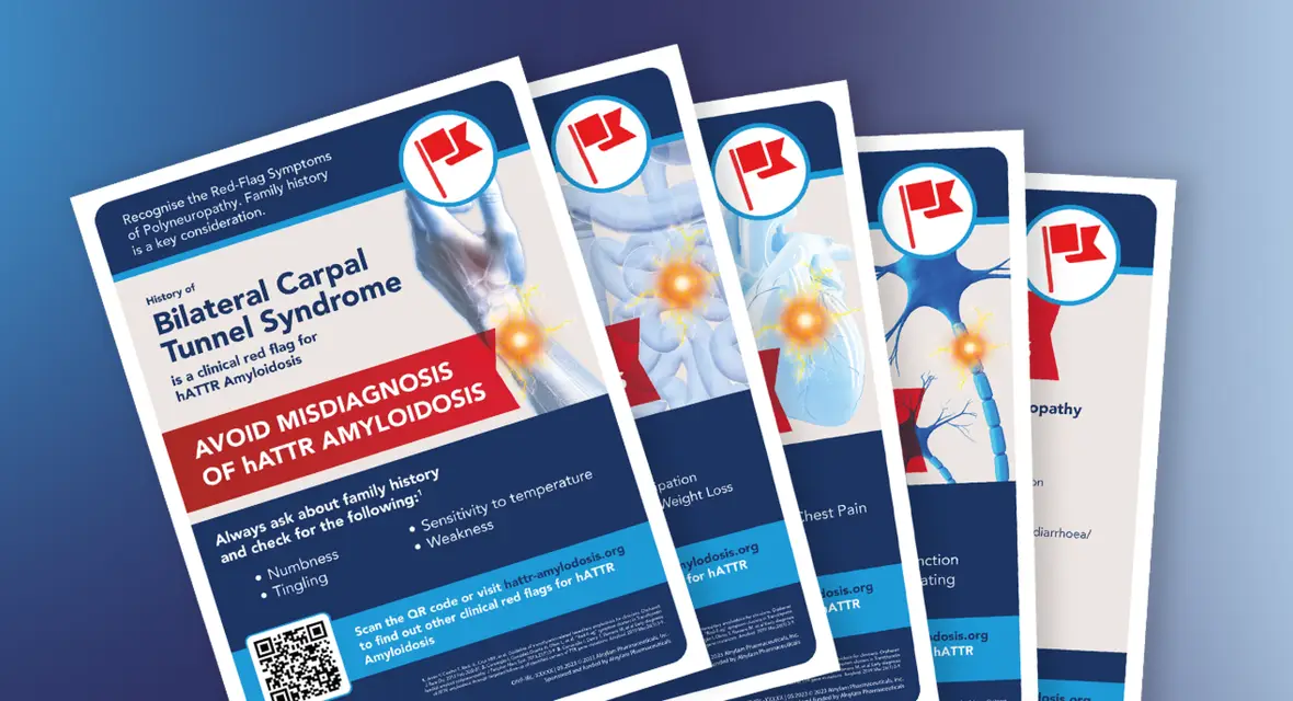 Printed patient information leaflets for Bilateral Carpel Tunnel Syndrome fanned out on a blue gradient background